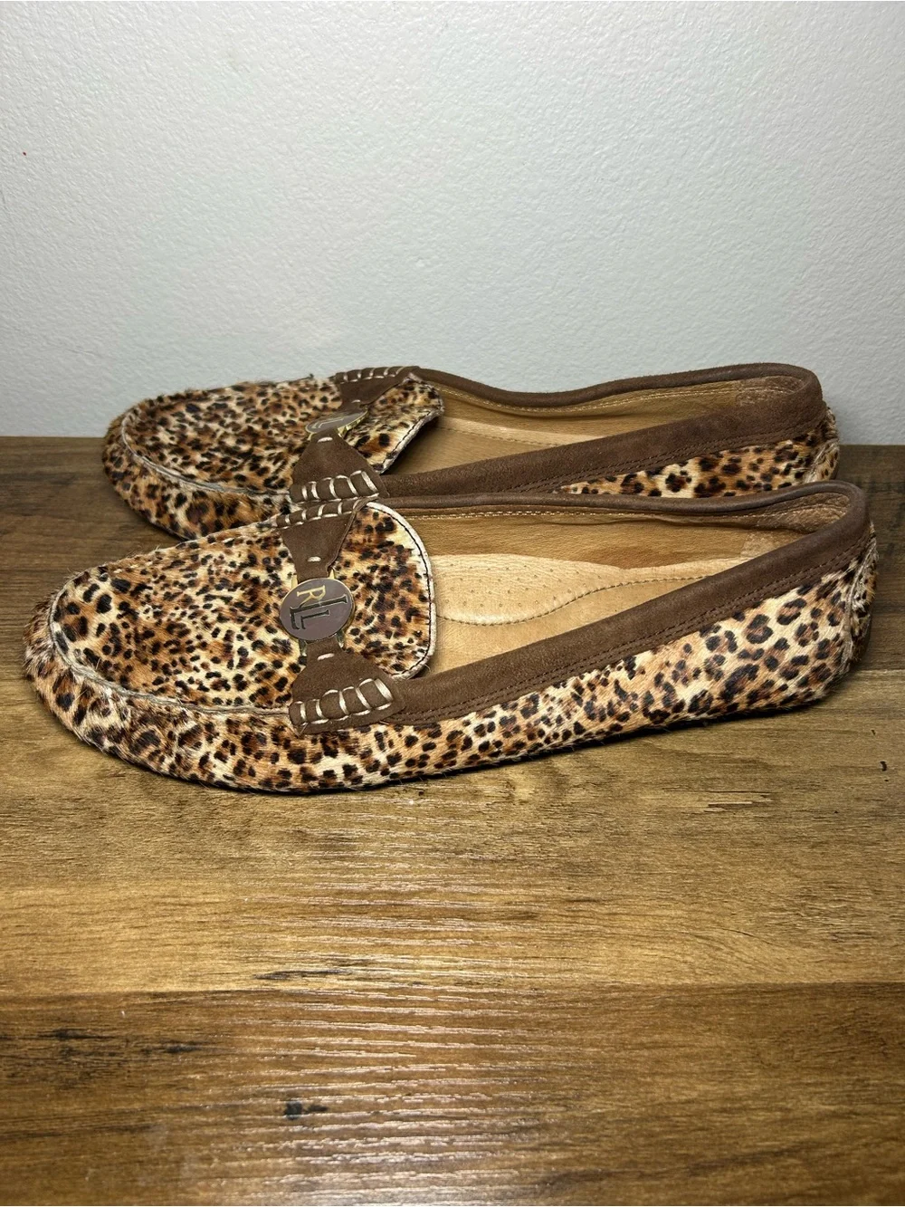 Ralph Lauren Leopard Print Driving Loafers - Brown/Tan